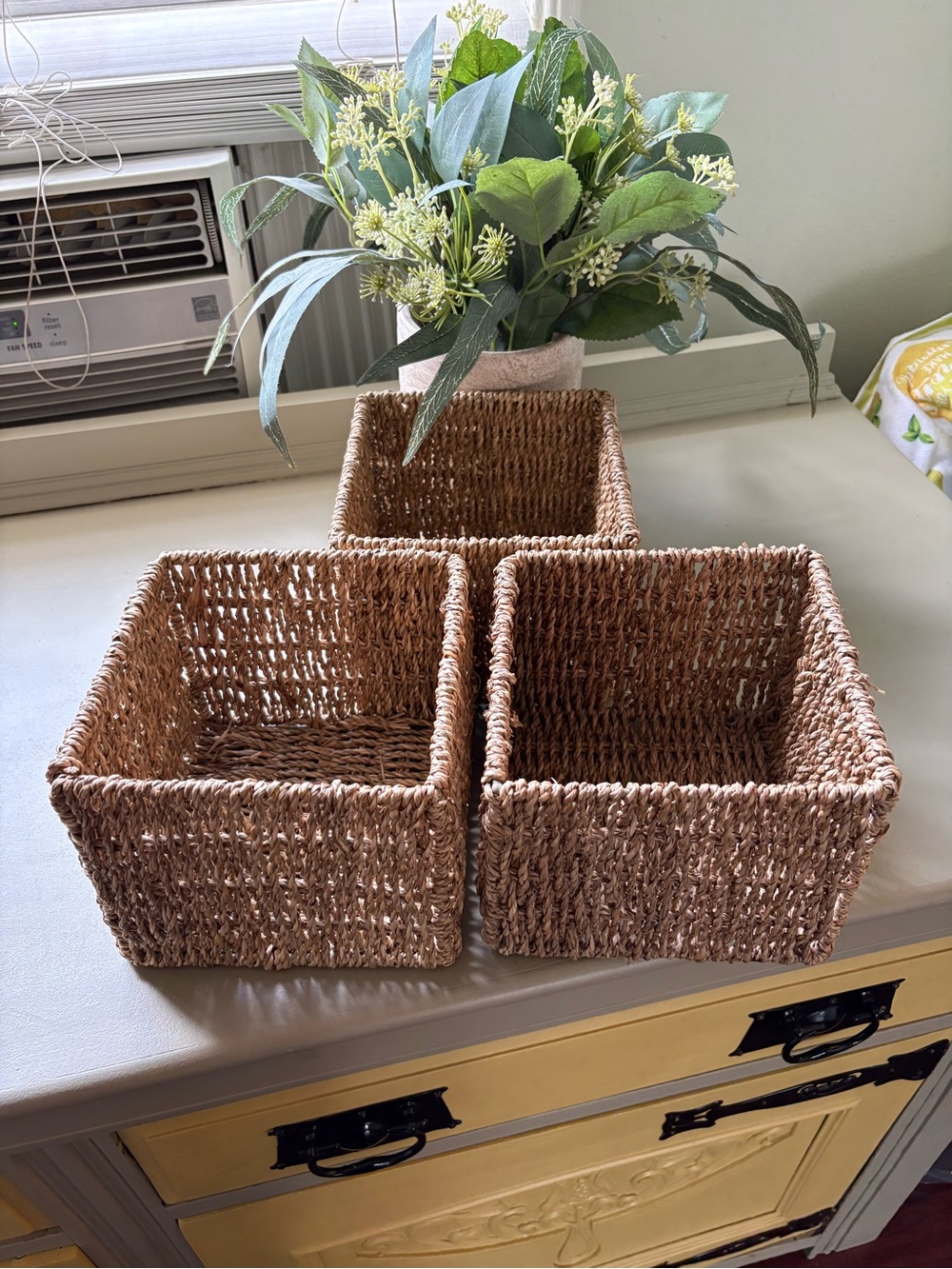 Woven Seagrass Storage Baskets - Brown (Set of 3)